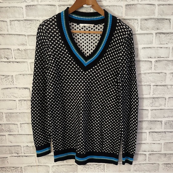 Two by Vince Camuto black patterned v-neck sweater Medium - Picture 1 of 5